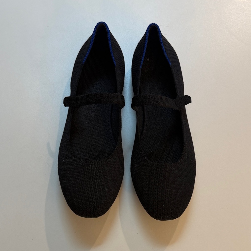 Rothy's Black Flats with Blue Accent